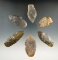 Group of 6 Assorted Kentucky Arrowheads, largest is 2 3/4