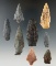 Group of eight assorted flaked artifacts, largest is 2 3/16