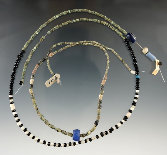 Two strands of old Trade Beads found in New York. One strand is 14" and the other is 20".