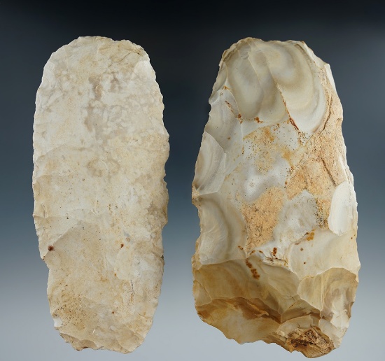 Pair of Burlington Chert Blades found near Ada, Missouri in 1970. Both around 5 1/2" Long.