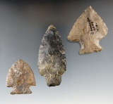 Set of three restored Flint artifacts found in New York, largest is 3