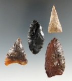 Set of 4 Columbia River Arrowheads, largest is 2