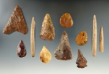 Group of assorted artifacts found at Wallula Gap Pit Houses, Washington.