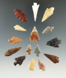 Set of 15 Assorted Columbia River Arrowheads Found near the Columbia River, Kettle Falls, WA.