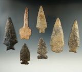 Group of seven artifacts found in New York. Largest is 3