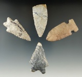Set of four assorted Ohio points, largest is 2 5/16