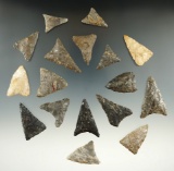 Nice set of 17 triangle points found in New York, largest is 1 9/16