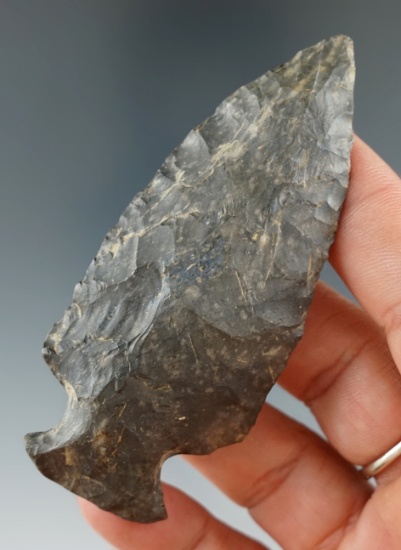 3 1/4" Fishspear point made from Coshocton Flint, found in Holmes Co., Ohio.