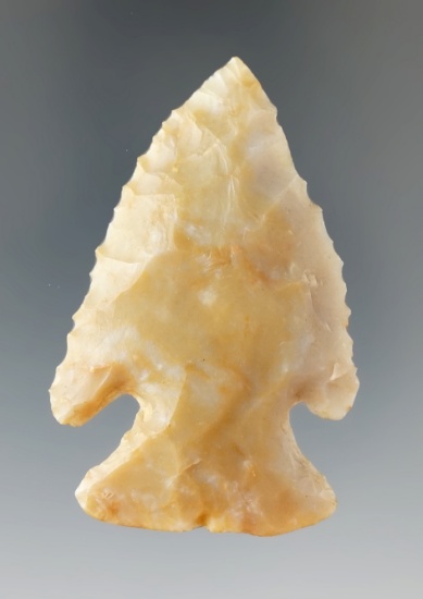 2 3/8" Archaic Bevel made from colorful Flint Ridge Flint, found in Holmes Co., Ohio.