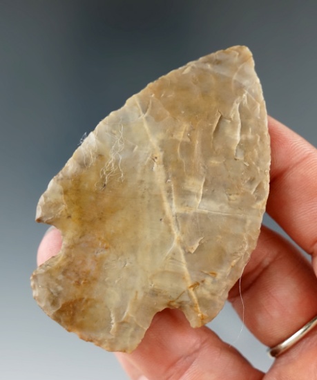 2 3/4" Hopewell made from colorful Flint Ridge Flint found in Holmes Co., Ohio.