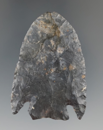 2 1/8" Basal Notch made from Coshocton Flint, found in Holmes Co., Ohio.