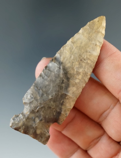 2 5/8" Sidenotch made from fine black and gray Coshocton Flint. Found in Summit Co., Ohio.