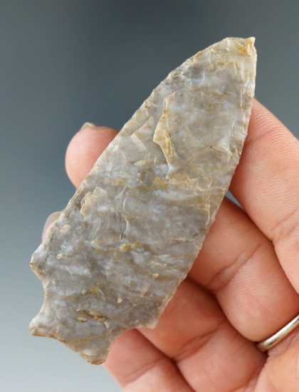 2 13/16" Tapered Stem Bifurcate made from Upper Mercer Flint, found in Holmes Co., Ohio.