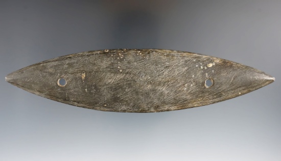 6 11/16" Glacial Kame Bi-Pointed Gorget made from Slate. Ex. Elmer Grimm Collection.