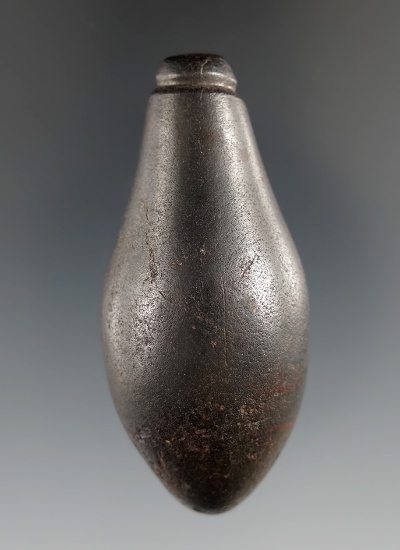 2 7/16" Archaic Plummet made from Hematite, found in Scioto Co., Ohio. Ex. Charles Atkinson.