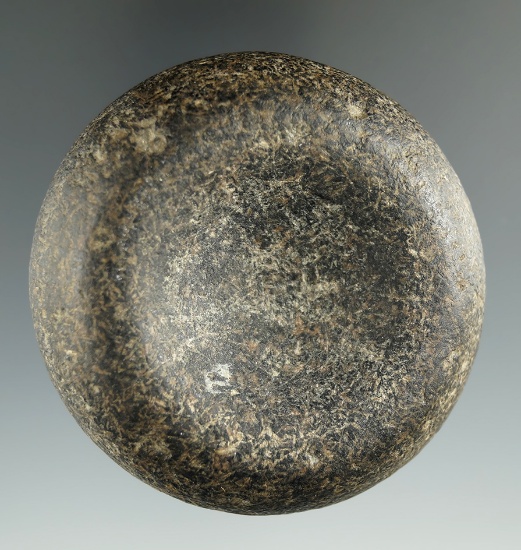 2 5/8" Double Cupped Discoidal made from Granite, found in Pike Co., Ohio. Ex. Dana Baker.