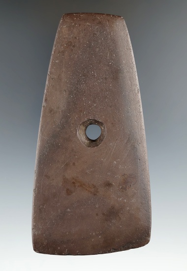 4 9/16" Adena Trapezoidal Pendant found in Lorain Co., Ohio. Ex. Chris Shoe Collection.