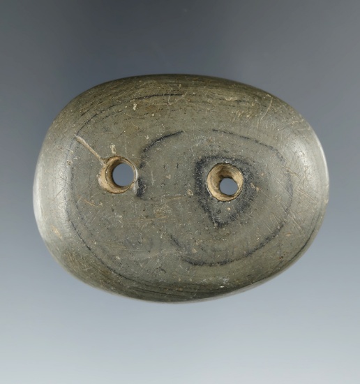2 3/8" Miniature Woodland Oval Gorget found in Delaware Co., Ohio. Pictured. Ex. John Cornell.