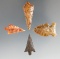 Set of four Columbia River arrowheads, largest is 1 9/16
