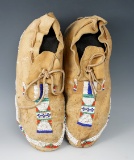 Pair of mid-1900s beaded moccasins, 9 3/4