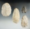 Set of four flaked artifacts found in Indiana, largest is 3 5/8
