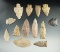 Group of 13 assorted arrowheads found in Rush Co., Indiana, largest is 2 1/2