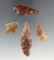 Set of four Columbia River arrowheads, largest is 1 7/8