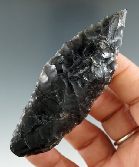 3 7/16" obsidian Bi-Face Knife found near Bend Oregon. Ex. Goldman, Jim Hogue collections.