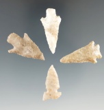 Set of four Southwestern arrowheads, largest is 1 3/8