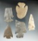 Group of five assorted Flint Knives found in Ohio, largest is 2 7/8