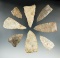 Set of 8 Flint knives found in Ohio, largest is 2 13/16