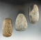Set of three hardstone Celts and adzes found in Ohio, largest is 3 3/16