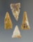 Set of four nicely styled arrowheads found in Wyoming and North Dakota. Largest is 1 1/16