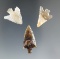 Set of three Gem points found near the Hood River, Oregon on in the 1960s, largest is 1 3/16