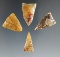 Set of four beautiful triangular points found near Vantage, Washington.