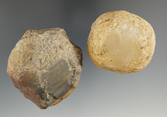 Pair of Flint and quartz Hammerstones found in Ohio. Largest is 2" diameter.