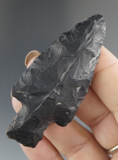 2 5/8" Adena made from Upper Mercer Flint, found in Knox Co., Ohio by Jack Hooks.