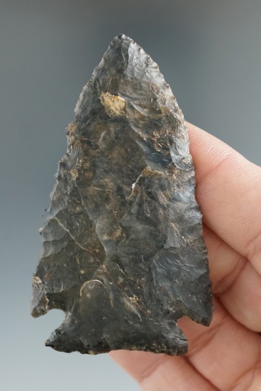 2 13/16" nicely flaked and heavily patinated Archaic Cornernotch found in Ohio.