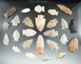 Group of 25 Assorted Arrowheads found near Killbuck Marsh, Holmes Co., Ohio in the 1970's.