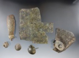 Group of six trade copper pieces found in Dade Co., Georgia. Largest is 3 7/8