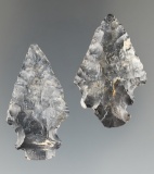 Pair of Merkle Double Notch points - Coshocton Flint, found in Ashland Co., Ohio by Jack Hooks.