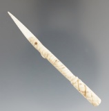 Very intricate and unique hand carved sailor-made bone toothpick, circa 1880s from Maine.