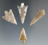 Group of four arrowheads found near the Hood River, Oregon in the early 1960s.