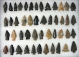 Large group of 47 assorted arrowheads found in West Virginia and Gallia Co., Ohio.