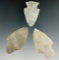 Set of three Ohio Woodland points including two Adenas and a Hopewell. Largest is 2 3/8
