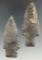 Pair of Coshocton Flint stemmed Knives found in Ohio, largest is 2 3/4