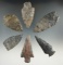 Set of six assorted Flint artifacts found in Ohio, largest is 2 7/8