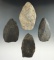 Set of four Inuit slate Knives in various conditions found in Alaska. Largest is 3 1/8