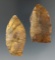 Two Paleo Lances. One is high quality Flint Ridge material. Found in Seneca Co., Ohio.