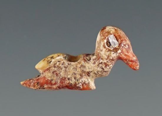 11/16" wide  miniature pre-Columbian necklace avian effigy ornament found in Peru.